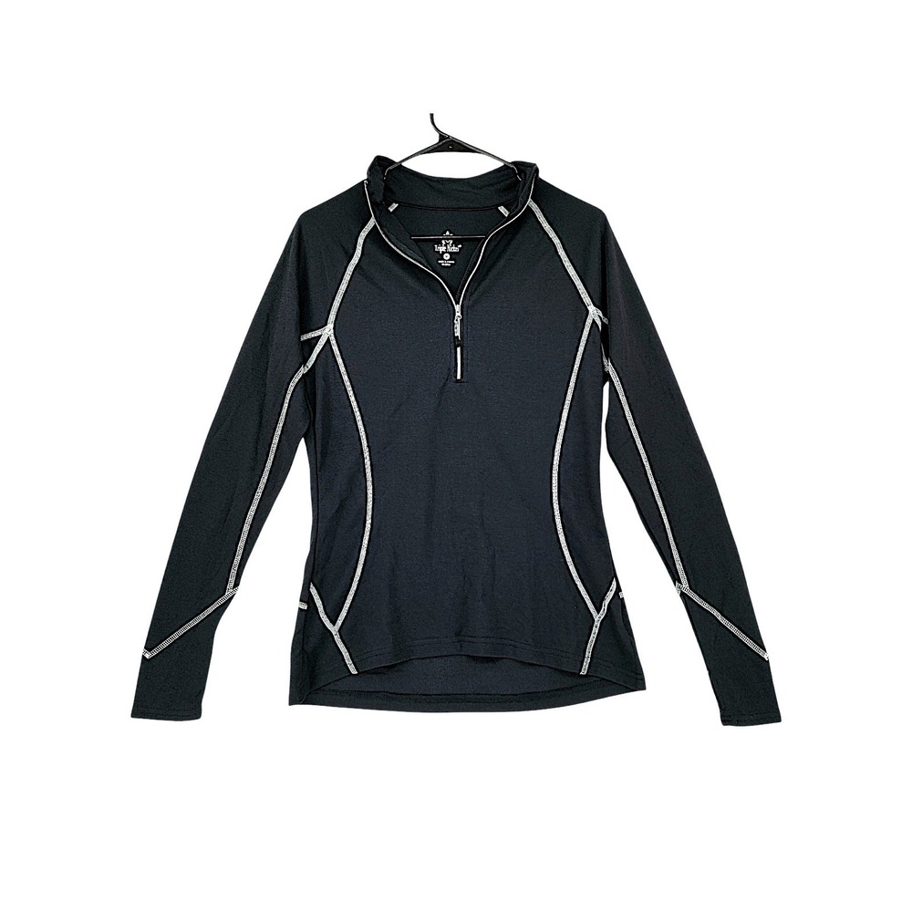 Triple Nickel 555 1/4 Zip Pullover M Women Black Contrast Stitch Base Layer NEW